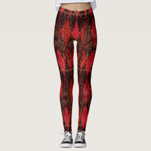 Glitzy Queen of Hearts Harlequin Red Schwarz-weiß Leggings
