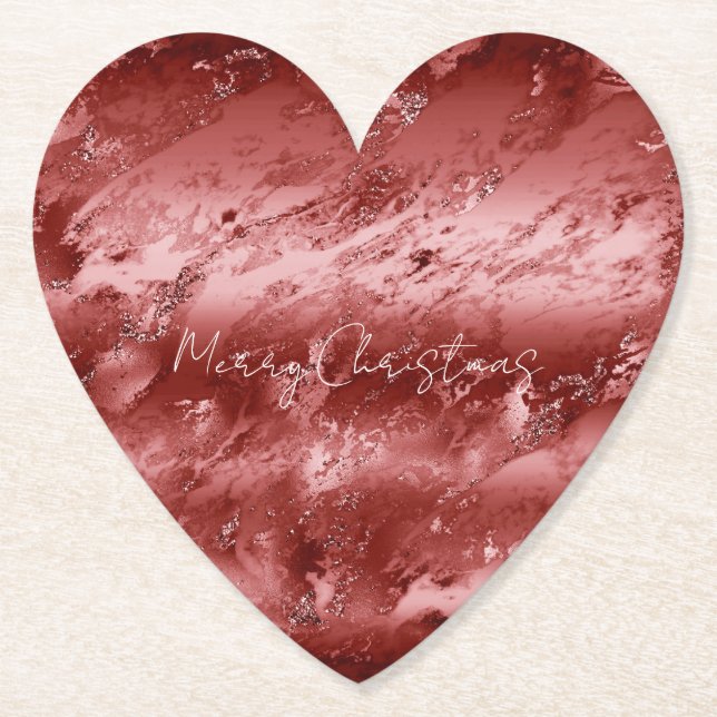 Glitzy Red Ombre Marble Untersetzer (Vorderseite)