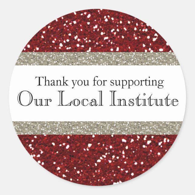 Glitzy Red Silver Personalisiert Siegel Runder Aufkleber (Vorderseite)