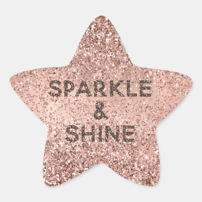 Glitzy Rose Gold Blush Pink Sparkone Glitzer Stern-Aufkleber (Vorderseite)