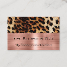 Glitzy Rose Gold Creme Brown Leopard Visitenkarte