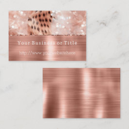 Glitzy Rose Gold Sparkah Cheetah Visitenkarte