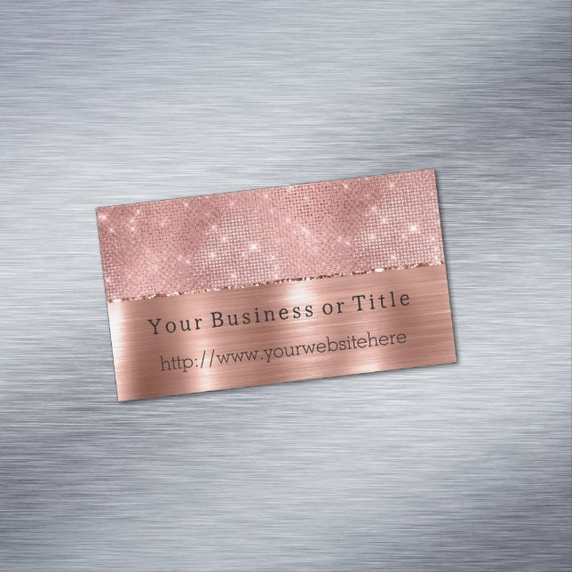 Glitzy Rose Gold Sparkle Magnetische Visitenkarte (Beispiel)