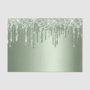 Glitzy Sage Green Sparkle Glitzer Tropfen Geburtst Seidenpapier