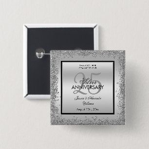 Glitzy Silver & Black 25. Hochzeitstag Button