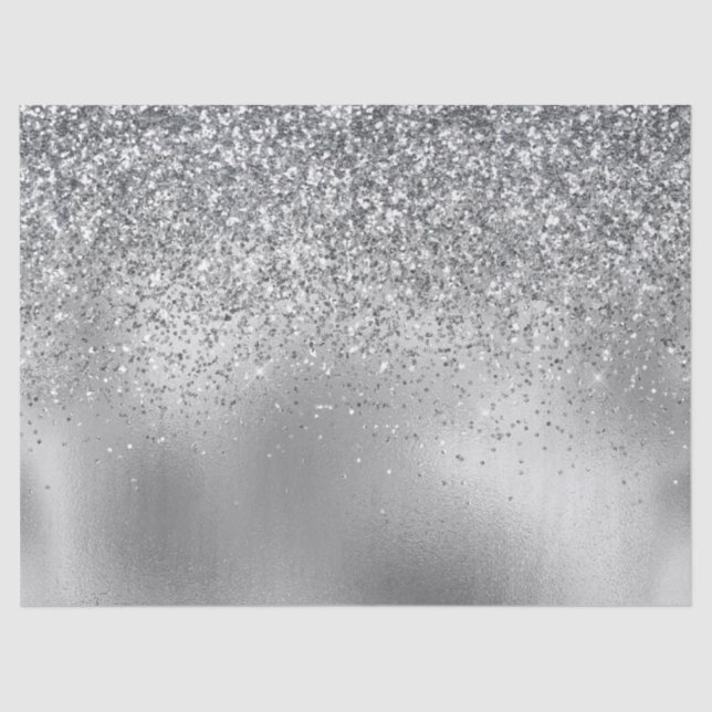 Glitzy Silver Glam Sparkle Glitzer Seidenpapier (Vorderseite)