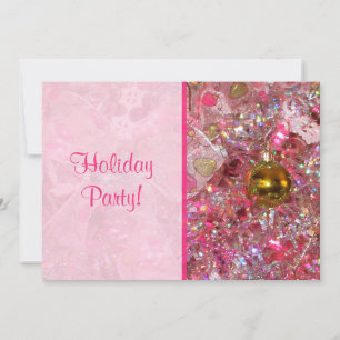 Glitzy Silver und Pink Feiertag Einladung
