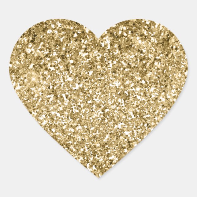 Glitzy Sparkle Gold Glitzer Herz-Aufkleber (Vorderseite)