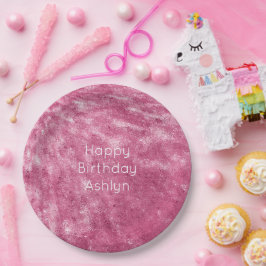 Glitzy Sparkle Pink Birthday Pappteller