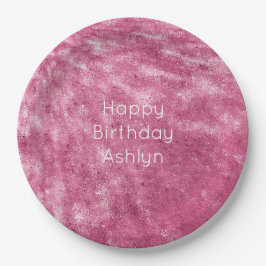 Glitzy Sparkle Pink Birthday Pappteller