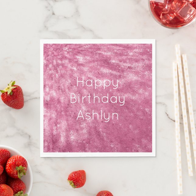 Glitzy Sparkle Pink Birthday Serviette (Beispiel)