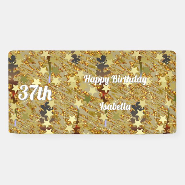 Glitzy Sparkling Happy Any Age Birthday Banner (Horizontal)
