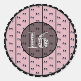 Glitzy Sweet 16 Geburtstagskleber Runder Aufkleber