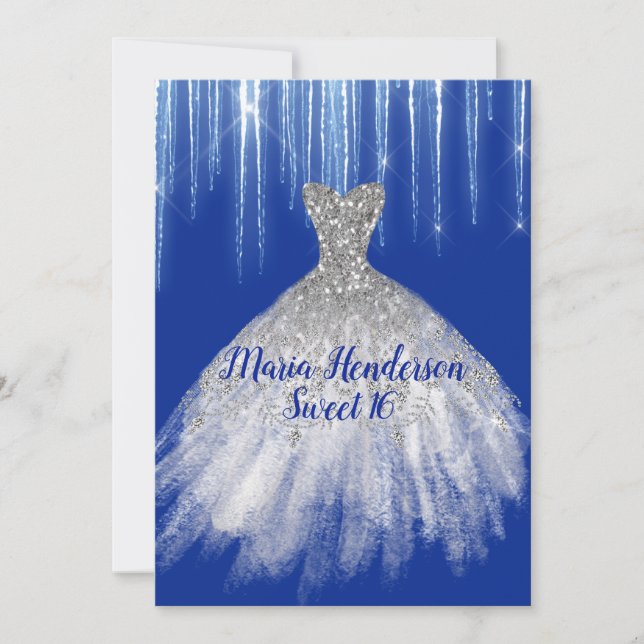 Glitzy Winter Themed Sweet 16 Geburtstag Einladung (Vorderseite)