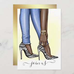 Glitzy Zebra Fashionista Junggeselinnen-Abschied Einladung