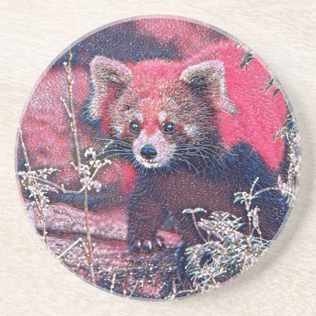 GlitzyAnimal_RedPanda_005 Getränkeuntersetzer (Vorne)