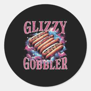 Glizzy Gobbler Hotdogs Funny Meme Food Men Damen F Runder Aufkleber