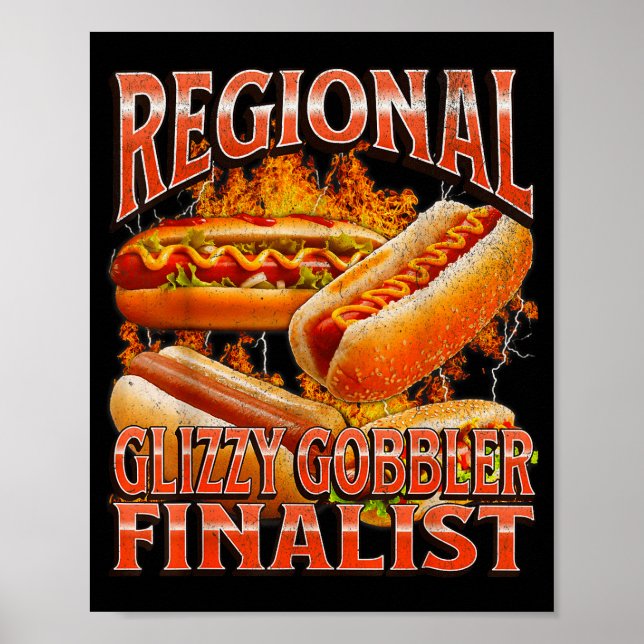 Glizzy Gobbler Lustiger Wiener Hot Dog Meme Bootle Poster (Vorne)