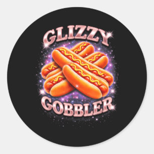 Glizzy Gobbler Lustiges Hot Dog Meme Weltraum Ästh Runder Aufkleber