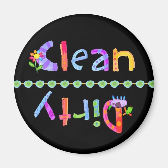Glo Kids Clean Dirty Geschirrspüler Magnet (Vorne)