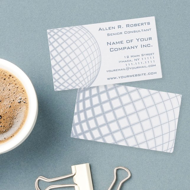 Global Business Consultant Blue Gray Globe Visitenkarte (Von Creator hochgeladen)