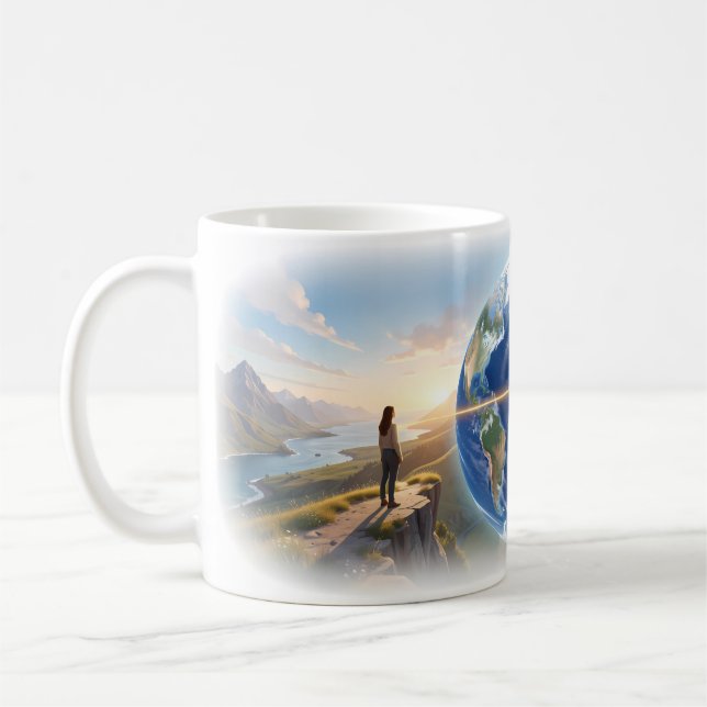 Global Connection Across Mountain Paths Becher Kaffeetasse (Links)