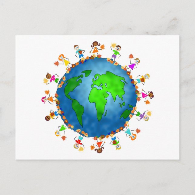 Global Fall Kids Postkarte (Vorderseite)