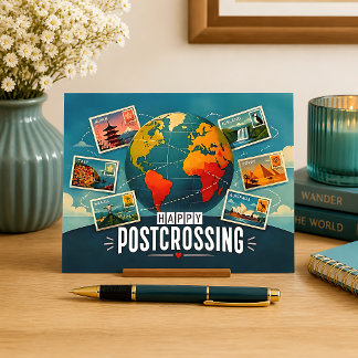 Global Happy Postcrossing Postkarte