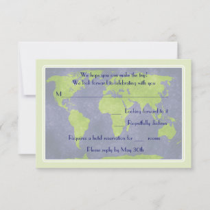 Global Hochzeit in Urlaubsort Response Card RSVP Karte