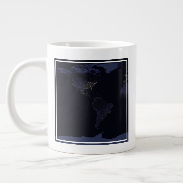 Global Map Earth's City Lights at the Night. Jumbo-Tasse (Links)