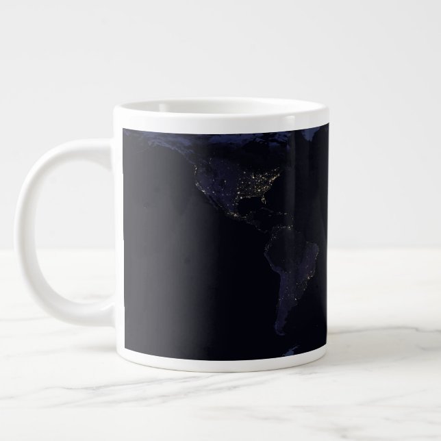 Global Map Earth's City Lights at the Night. Jumbo-Tasse (Links)