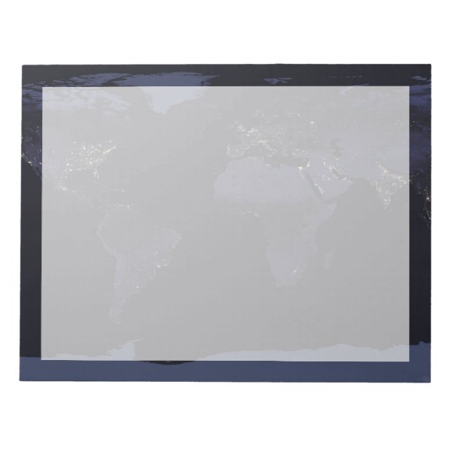 Global Map Earth's City Lights at the Night. Notizblock (Vorderseite)