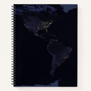 Global Map Earth's City Lights at the Night. Notizbuch