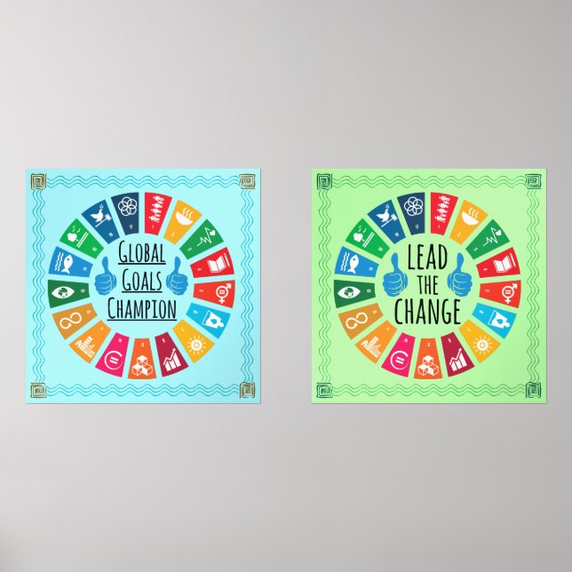 Global Sustainability Goals Poster Prints Wall Art Bilderwand Sets (Vorderseite)