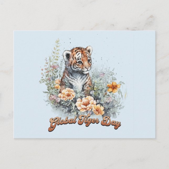 Global Tiger Day, Aquarellbecher Postkarte (Vorderseite)