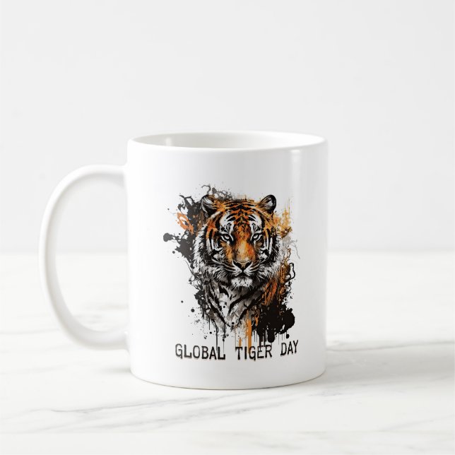 Global Tiger Day, Grunge Tiger Kaffeetasse (Links)