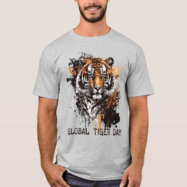 Global Tiger Day, Grunge Tiger T-Shirt (Vorderseite)