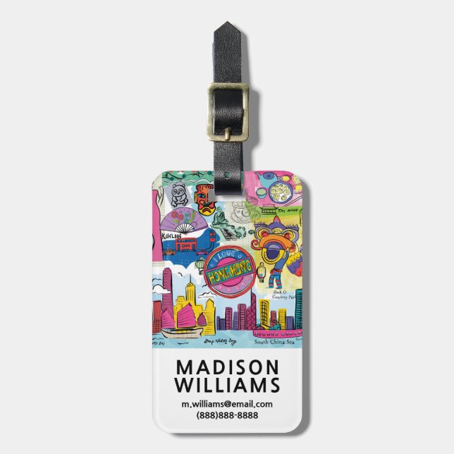 Global Travel - Hongkong Gepäckanhänger (Vorderseite vertikal)