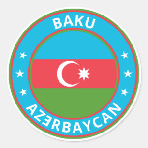 Global Traveller - Baku, Azǝ Aserbaidschan Runder Aufkleber