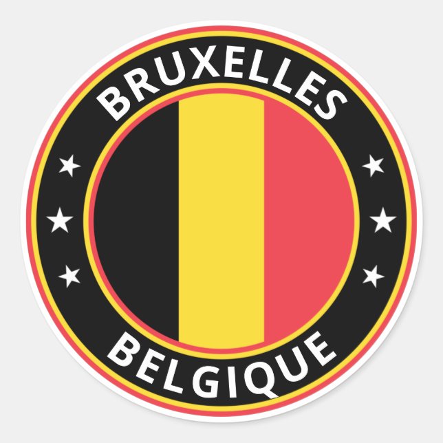 Global Traveller - Brüssel, Belgien | Belgien Runder Aufkleber (Vorderseite)