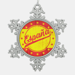 Global Traveller - España Spanien Sticker Schneeflocken Zinn-Ornament