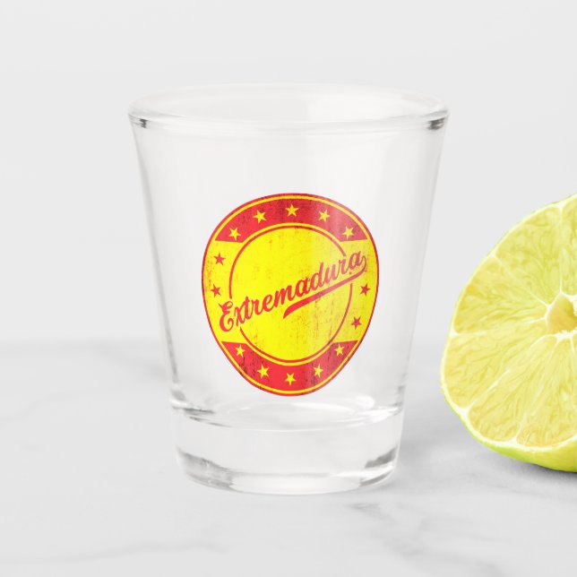 Global Traveller - Extremadura, Spanien Schnapsglas (Vorderseite)