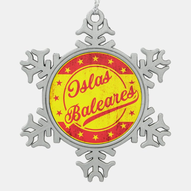 Global Traveller - Spanien - Islas Baleares Schneeflocken Zinn-Ornament (Vorderseite)
