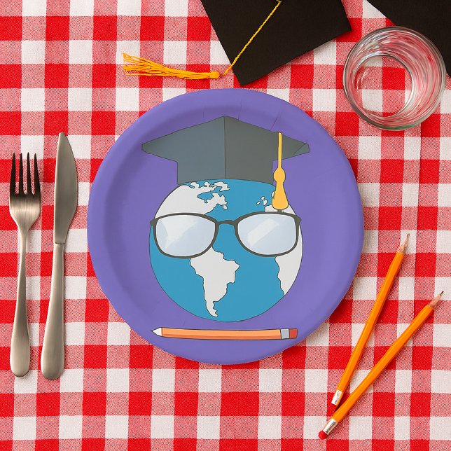 Globale Bildung Abschlusskappe Erde Intelligenter  Pappteller (Von Creator hochgeladen)