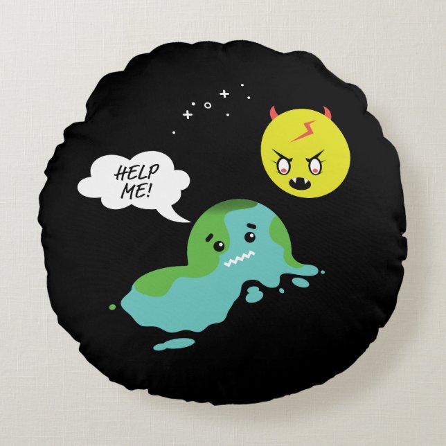 Globale Erwärmung Rundes Kissen (Vorderseite)