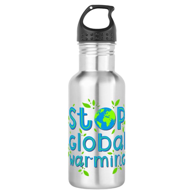 Globale Erwärmung stoppen Edelstahlflasche (Vorderseite)