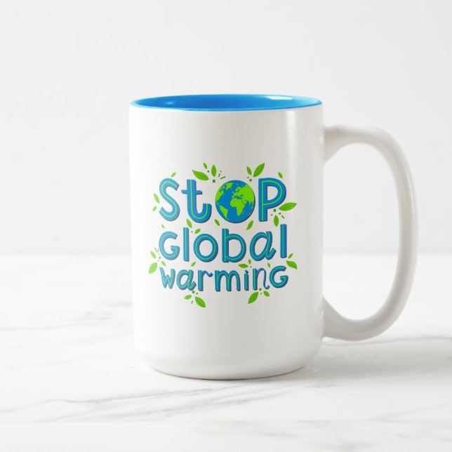 Globale Erwärmung stoppen Zweifarbige Tasse (Rechts)