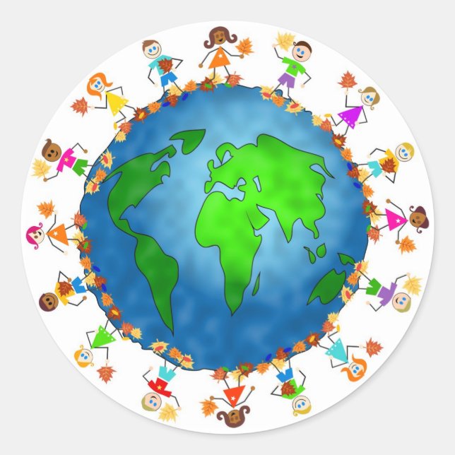 Globale Fallkinder Runder Aufkleber (Vorderseite)