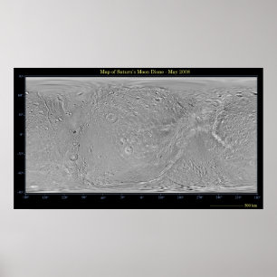 Globale Karte von Saturns Mond Dione Poster