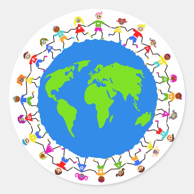 Globale Kinder Runder Aufkleber (Vorderseite)